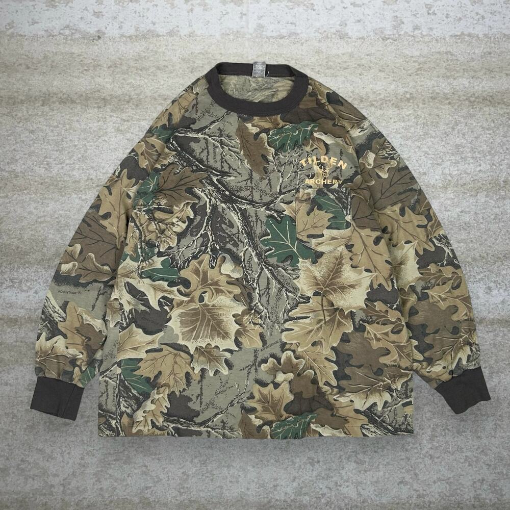 Vintage 90s Ranger Hunting Camo Shirt Mens XL Woodland Cotton Long Sleeve USA